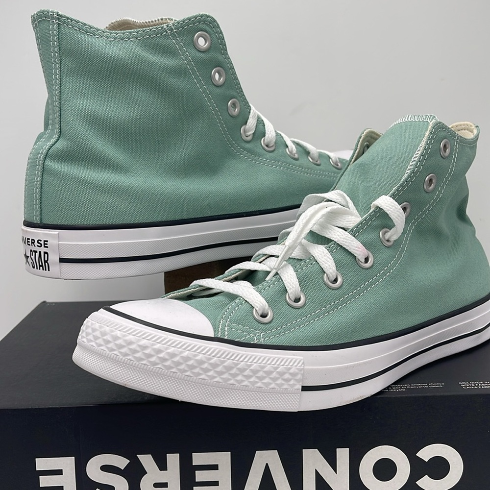 Converse Men’s High Tops in Mint Green Chuck Taylor All Star Canvas Sneakers - Picture 10 of 16